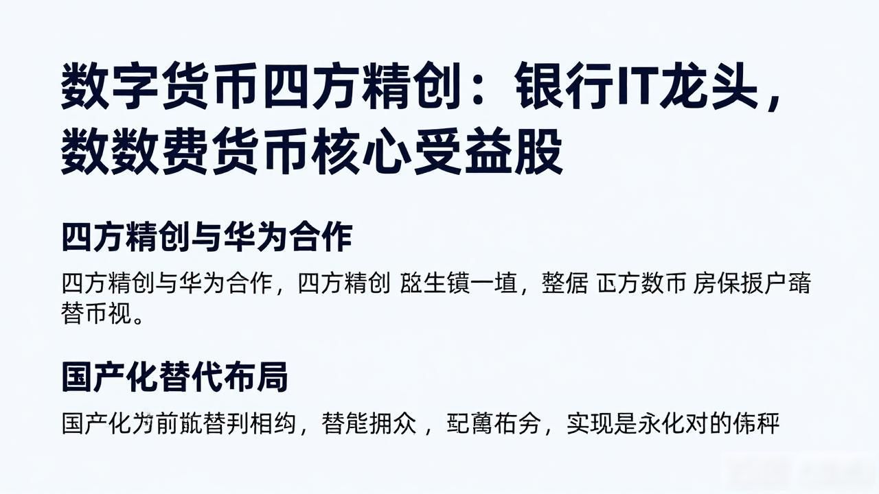 四方精创 数字货币 银行IT系统_数字货币四方精创