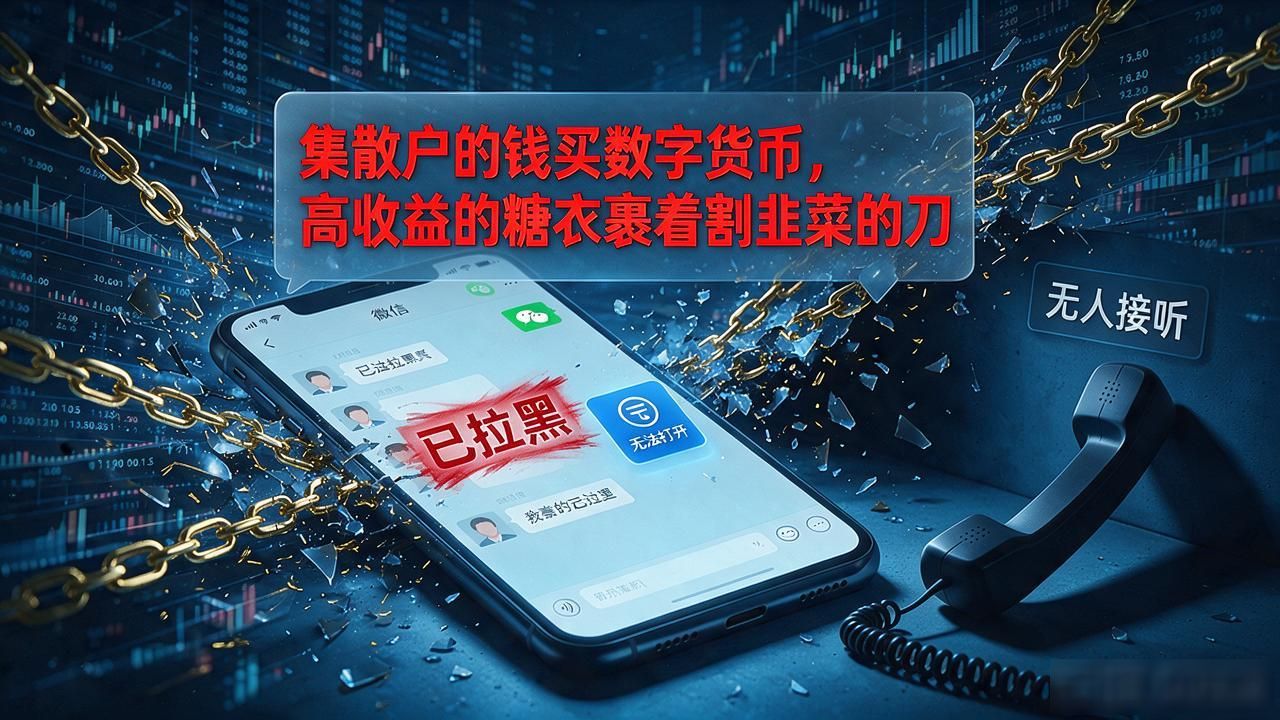 集散户的钱买数字货币，高收益的糖衣裹着割韭菜的刀，你信了几个字
